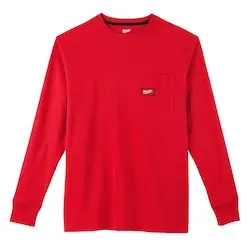Milwaukee 602R-S Heavy Duty Pocket T-Shirt - Long Sleeve - Red S Hassle-Free Returns