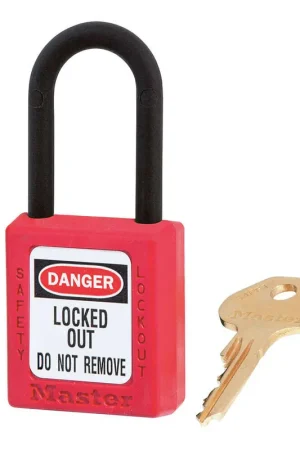 Master Lock 406RED ZENEX Thermoplastic Safety Padlock, Red, 1/4 in Diameter, Keyed Different Secure Checkout