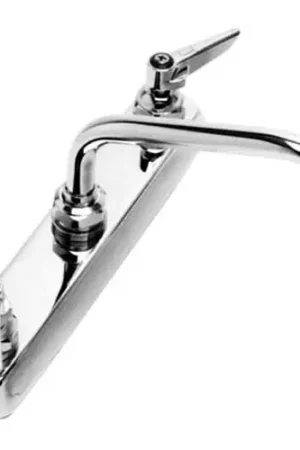 Secure Checkout T&S Brass B-1123 Workboard Faucet, Deck Mount, 8 Centers, 12 Swing Nozzle, Lever Handles