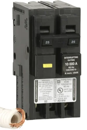 Deal Square D HOM225GFI Miniature Circuit Breaker 25 Amp 120/240 Volt Ground Fault