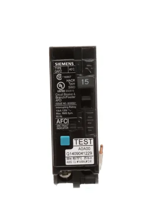 Siemens QA115AF 1-Pole 15 Amp 120 VAC 10 kA Plug-On Branch Feeder Arc Fault Circuit Breaker Last Chance