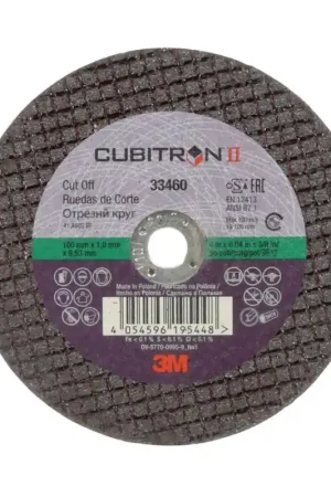 Professional Grade 3M 7100101771 Cubitron II Cut-Off Wheel, 33460, 100 mm x 1 mm x 9.53 mm (4 in. x 0.04 in x 3/8 in) Replacement MPN