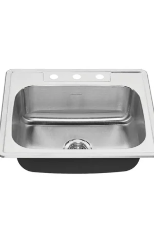 American Standard 22SB.6252283S.075 Colony 25 x 22-1/16 in. 3 Hole Stainless Steel Single Bowl Drop-in Kitchen Sink - Drains Included Budget