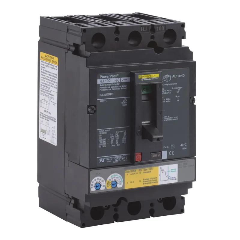 New Release Square D HJL36100M73 Motor Circuit Protector 600 Volt 100 Amp Molded Case Circuit Breaker