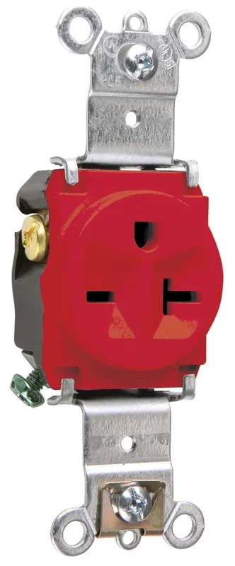 Pass & Seymour 5871RED Single Receptacle, 20A 250V, Back & Side Wired Professional Grade