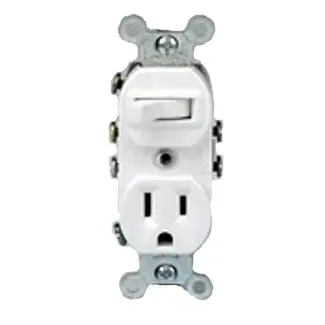 Leviton 5245-W 120 Volt 15 Amp NEMA 5-15R 3-Way White Thermoplastic Grounding Duplex AC Combination Switch Hot Picks