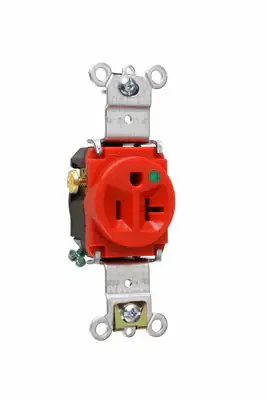 Holiday Sale Pass & Seymour 8301RED Heavy-Duty Hospital Grade Single Receptacle, Back & Side Wire, 20A 125V - Red