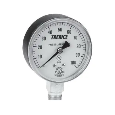 Trerice 800B2502BA30/0 800B Vacuum Utility Gauge, 30 in Hg to 0 psi Pressure, 1/4 in Connection, 2-1/2 in Dia Dial Place Order