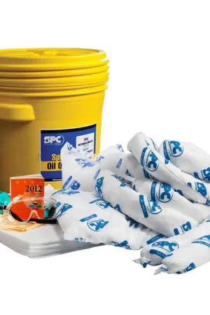 Discount Brady SKO-20 Oil Only Spill Control Lab Kit, Yellow 20 gal Drum with Pads, Bags, Gloves, Socks, 17 gal Absorbency