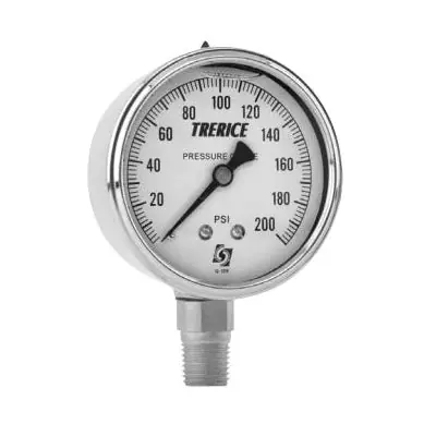 Professional Grade Trerice D82LFB2502LA15 D80 Utility Gauge, 0 to 15 psi Pressure, 1/4 in Connection