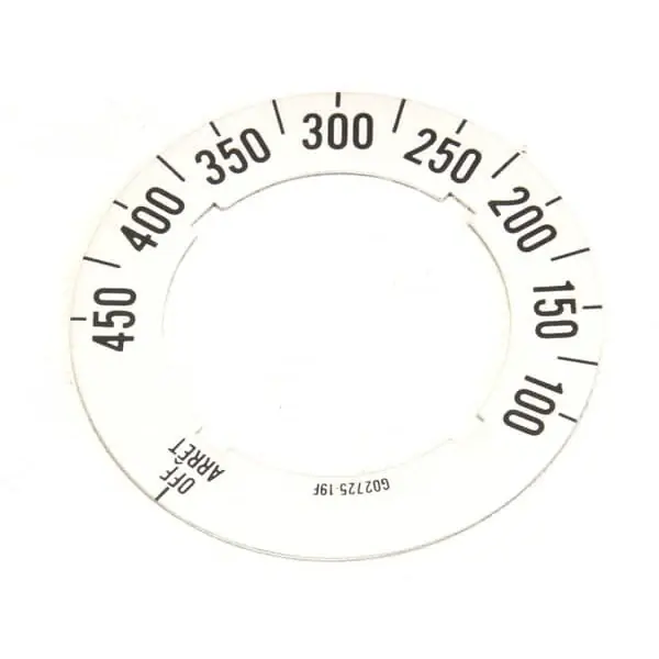 High Quality Garland G0272519 DIAL INSERT (OFF/450F/100F)
