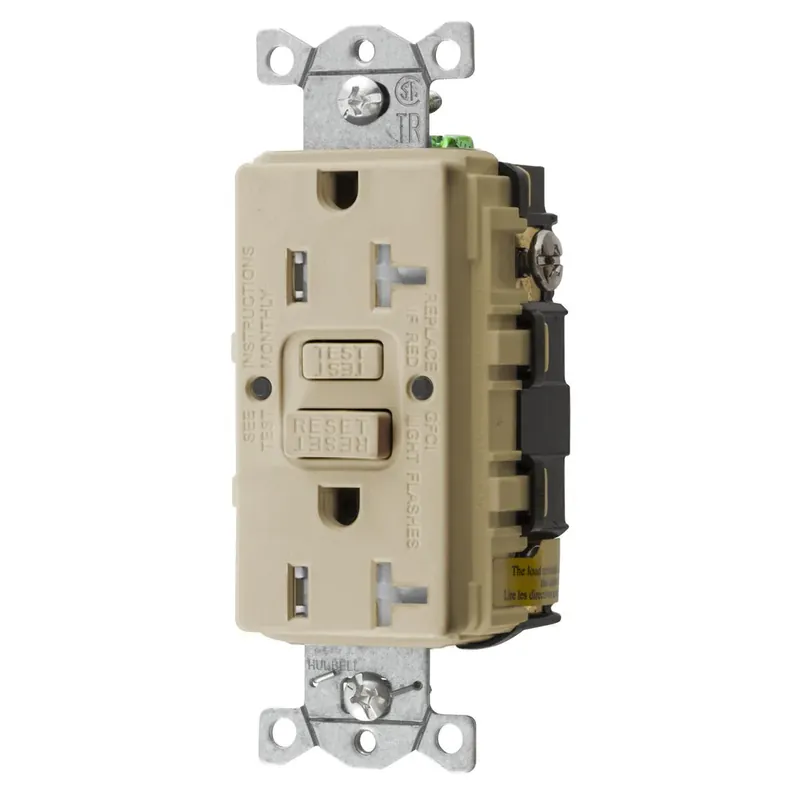 Hubbell GFTRST20I 20 Amp 125 Volt 2-Pole 3-Wire NEMA 5-20R Ivory GFCI Receptacle Buy Today