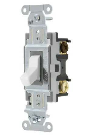 Certified Hubbell Wiring Device-Kellems CS315W 15A 120/277V 3Way White Toggle Switch