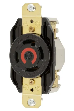 Hubbell HBL2730 30A 3Ph 480V AC Twist-Lock Black Single Flush Receptacle Authentic