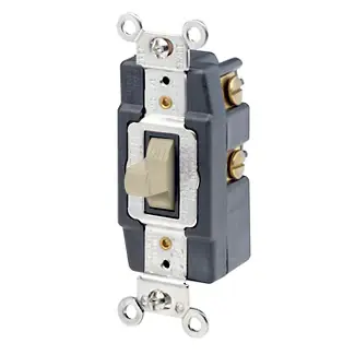 Discount Leviton 1256-I 120/277 VAC 15 Amp SPDT 2 Hp Ivory Thermoplastic Self Grounding Momentary Contact Toggle Quiet Switch