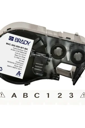 Authentic Brady M4C-500-595-WT-BK All-Weather Vinyl Lbls 0.5 in W x 25 ft