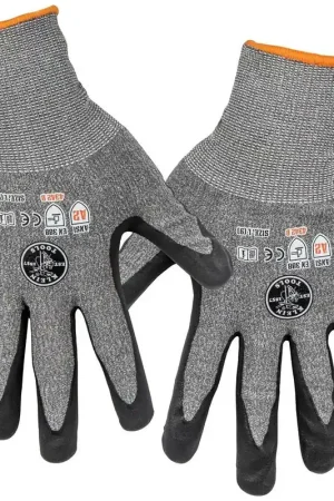 Klein 60185 Work Gloves, Cut Level 2 Touchscreen, Large, 2-Pair Crafted