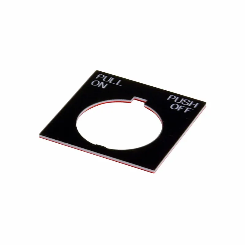 Eaton E34R5W Pushbutton Legend Plate, Jumbo, Square, Plastic, Pull On/Push Off Genuine