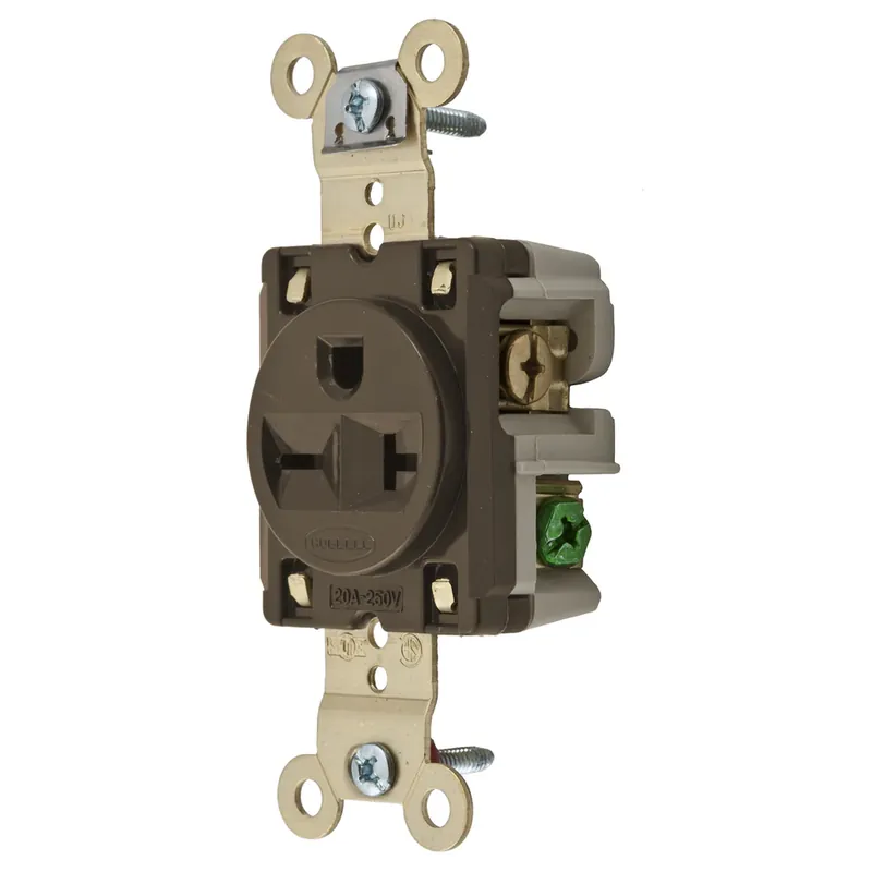 Order Now Hubbell HBL5461 Brown 20A 250V Single Receptacle Extra Heavy Duty Spec Grade