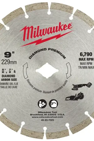 New Release Milwaukee 49-93-7025 9 in. Diamond Premium Segmented Blade