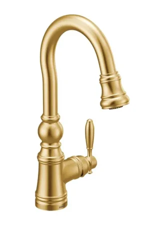 Last Chance Moen S53004BG Weymouth Single Handle Pull Down Bar Faucet in Brushed Gold