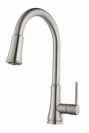 Pfister G529-PF1S Pfirst Series Professional Grade Pull-Down Kitchen Faucet, 1.8 gpm, 1 or 3 Faucet Holes, Deckplate Included Time-Limited