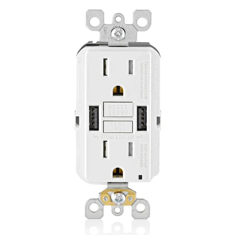 Leviton GUSB1-W GFCI Combo USB Charger 15 Amp 125 Volt Must Have