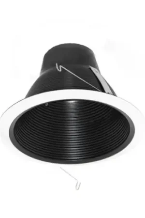 Place Order Elite Lighting AF637P-WH Self Flange Socket Supporting Air-Shut Baffle Trim, 7-1/4 in OD, Incandescent Lamp, Black Baffle/White Trim