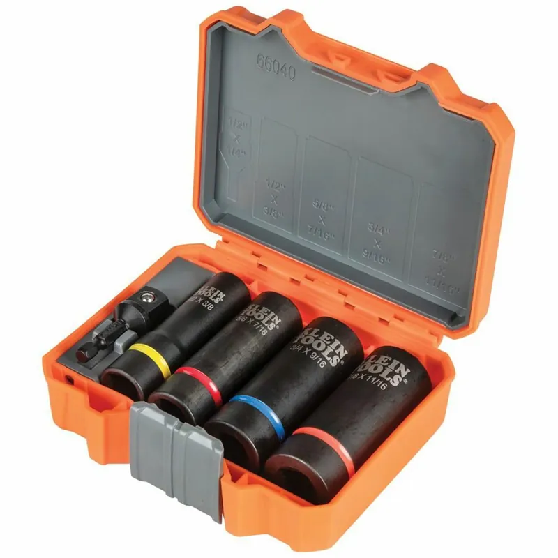 Price Drop Klein Tools 66040 2-in-1 Impact Socket Set 12-Point 5-Piece