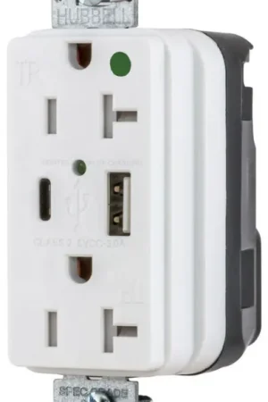 Trusted Brand Hubbell SNAP8300UACW USB Charger Receptacle 20A 125V DUP 5A PT AC