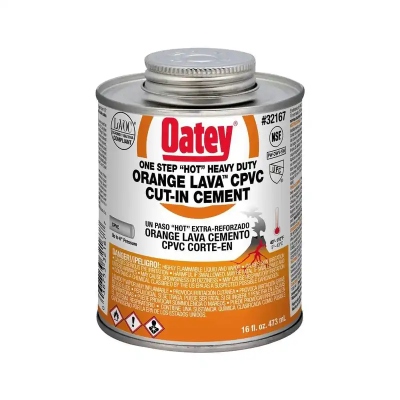 Oatey 32167 16 oz. Fast Set Plastic Orange Pipe Cement Get Yours
