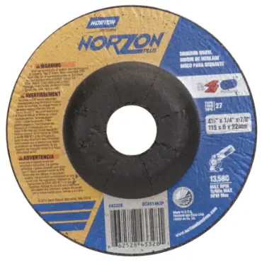 Fresh Stock Norton 66252843328 NorZon Plus SGZ Type 27 Grinding Wheel 4-1/2 in Dia x 1/4 in Thick