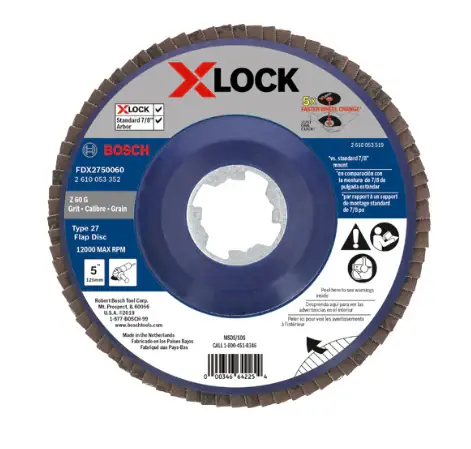 Bosch FDX2750060 5 X-LOCK Arbor Type 27 60 Grit Flap Disc Markdown