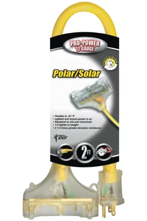Coleman Cable 3482SW8802 12/3 2' U/G 3-Way Lighted End Extension Cord Top Rated
