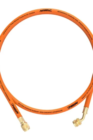 Same Day Shipping NAVAC NH5L 1/4 A2L Compatible Refrigerant Charging Hose Left-Hand Reversed Thread - 5ft Orange