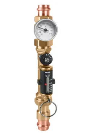 Caleffi 132537AFC QuickSetter+ Balancing Valve w/ Flowmeter Union, 3/4 Press .5 - 1.75 GPM & Temp Gauge Low Lead Clearance