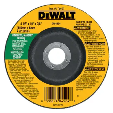 DeWalt DW4524 High Performance Masonry Grinding Wheel 4-1/2 inch Mega Sale