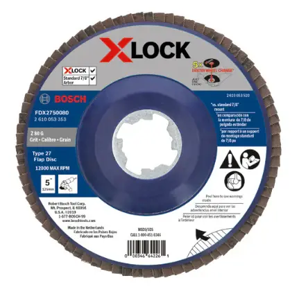 Bosch FDX2750080 5 X-LOCK Arbor Type 27 80 Grit Flap Disc High Quality