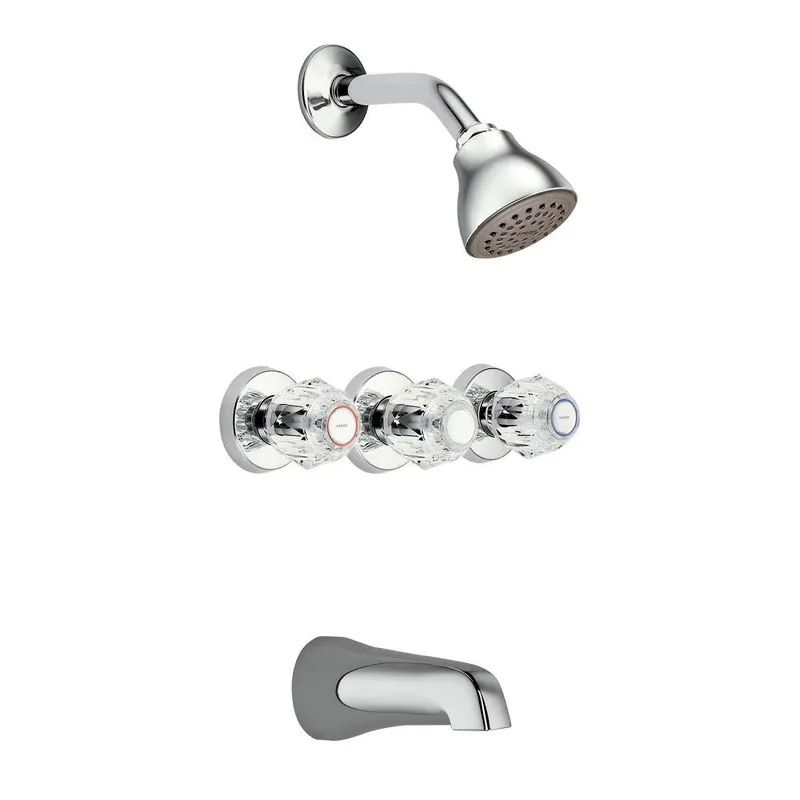 Price Drop Moen 2995EP Chateau Three Handle Single Function Bathtub & Shower Faucet in Polished Chrome