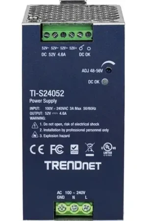 TRENDnet TI-S24052 AC to DC DIN-Rail Power Supply with PFC Function, 52VDC at 4.61A Trending