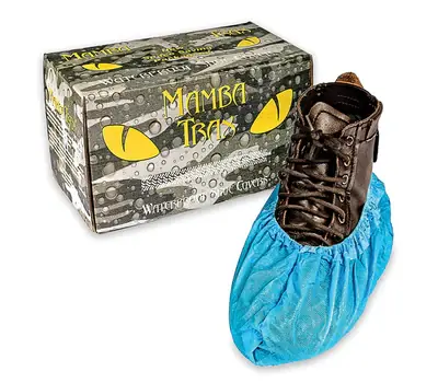 Limited Offer BLACK MAMBA GLOVES WPMT-X50 Black Mamba Trax Polyethylene Water-Proof Shoe Cover