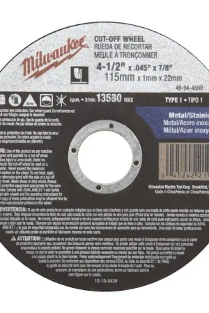 Milwaukee 49-94-5005 Type 27 Cut-Off Wheel 5 x 0.045 x 7/8 Seasonal Sale