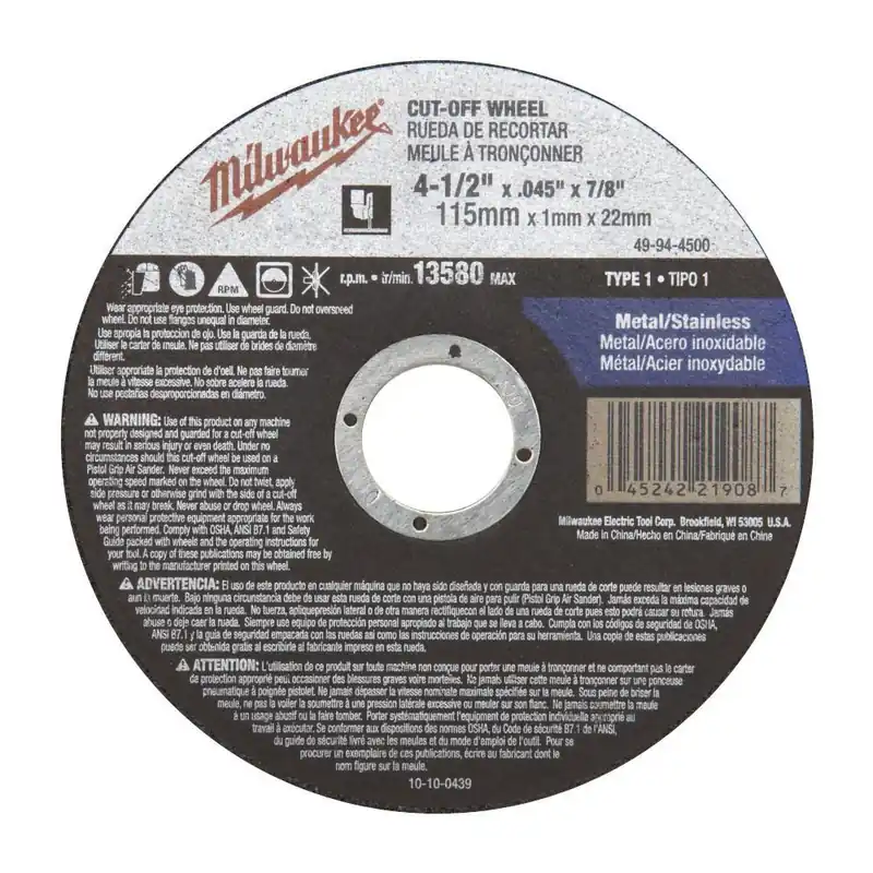 Milwaukee 49-94-5005 Type 27 Cut-Off Wheel 5 x 0.045 x 7/8 Seasonal Sale