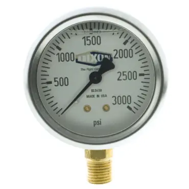 Crafted Dixon Valve & Coupling GLS450 Liquid Pressure Gauge 0 to 3,000 PSI